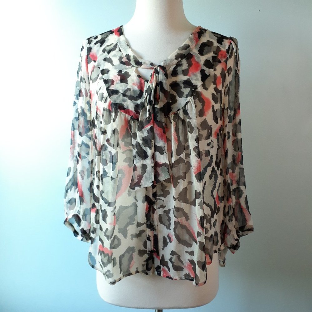 Maeve Sundra Leopard Print Silk Blouse Size Size 8